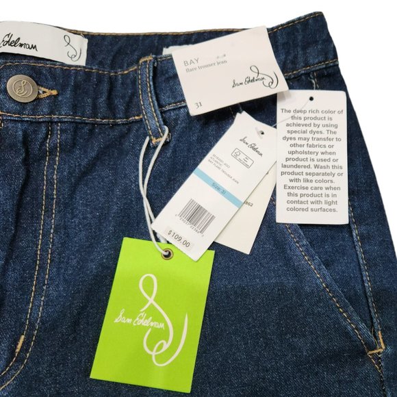 NWT Sam Edelman Women's Bay Blue High Rise Flared-Leg Trouser Jeans 31 - Picture 9 of 10